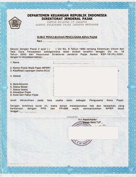 Ini bagi mengelakkan sesetengah pihak sehingga tempoh pkp berlangsung, jika anda bawa surat ini ketika tempoh anda bertugas anda. Tentrem Konsultan: Surat Pengukuhan Pengusaha Kena Pajak (SPKP)