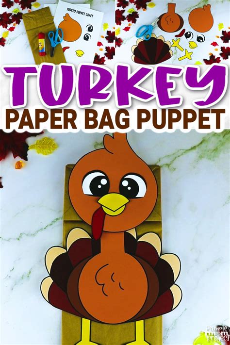 Printable Turkey Paper Bag Puppet Template Simple Mom Project