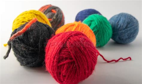 Colored Wool Knit Balls Placed On A Stock Photo Image Of Fiber