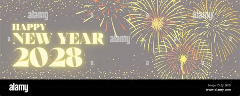 Happy New Year 2028 Glow Illustration With Fireworks Stock Photo Alamy