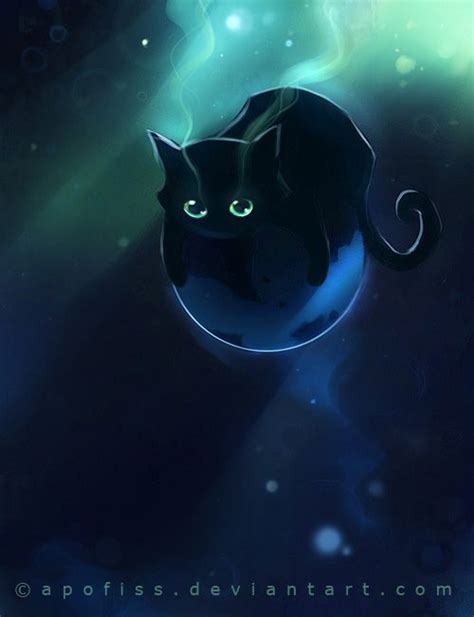 Apofisss Deviantart Gallery Black Cat Art Cat Art Cute Animal Drawings