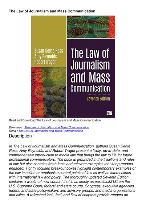 Read The Law Of Journalism And Mass Communication Download The Law Of Journalism And Mass