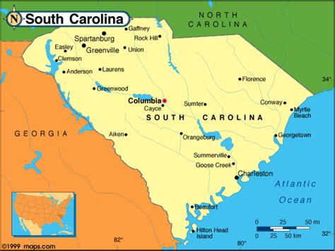 South Carolina Base And Elevation Maps
