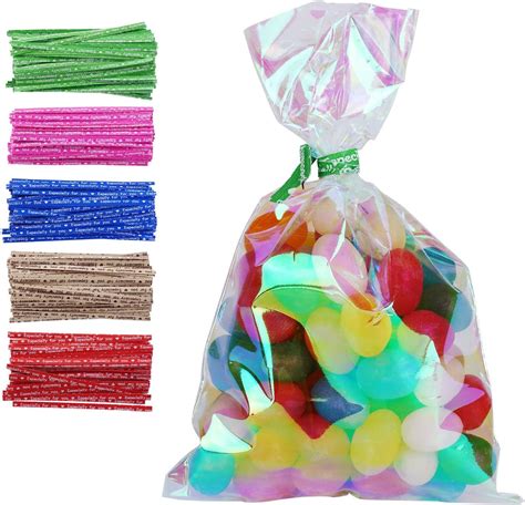 100 Pack Iridescent Holographic Cellophane Party Favor