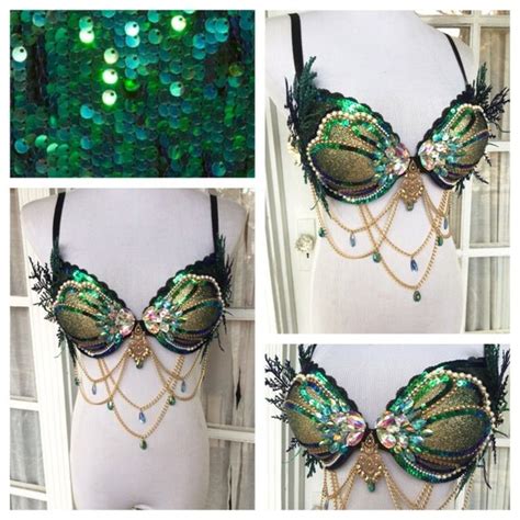 Treasure Chest Peacock Mermaid Rave Bra Rave Outfit