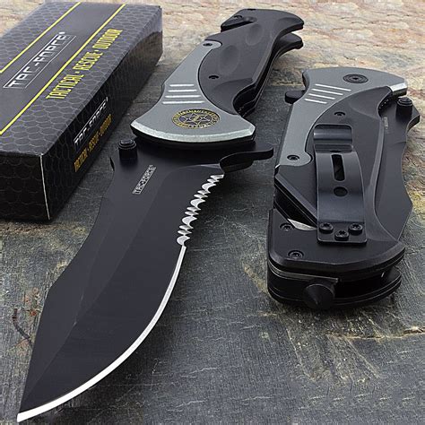 105 Sheriff Large Spring Assisted Tactical Folding Pocket Knife Blade