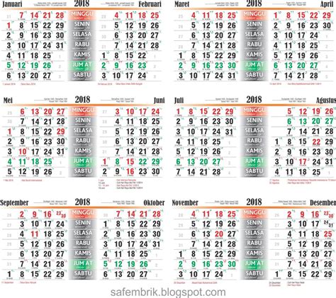 Download Gratis Free Template Kalender 2018 Lengkap Hijriyah Dan Jawa