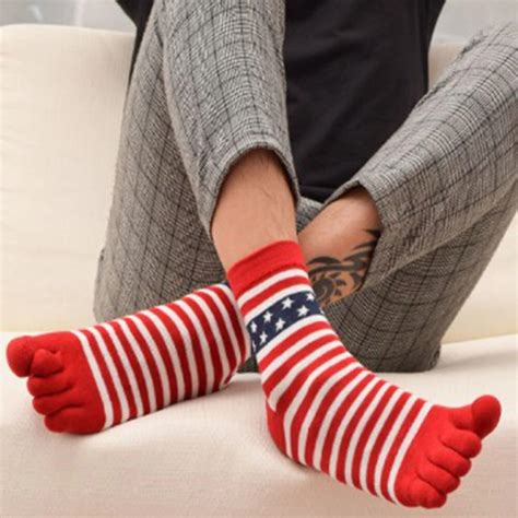 Mosooo Styles Fashion Men Women Stripe Funny Pattern Dimensional Five Finger Toe Socks Soft