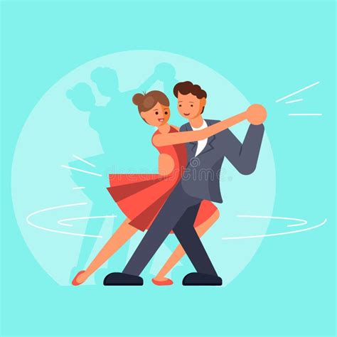 Beautiful Couple Dancing Tango Vector Flat Illustration Stock Vector
