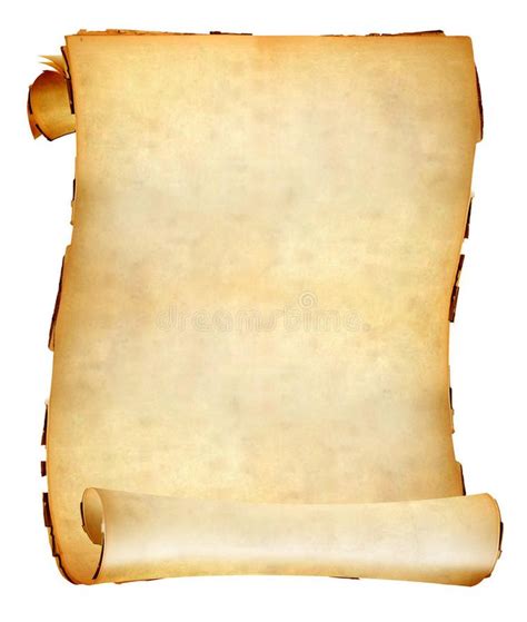 An Old Parchment Paper Scroll With Curled Edges On White Background