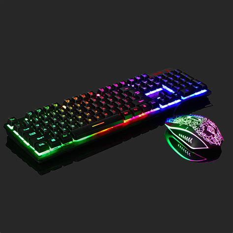 Rainbow Gaming Keyboard And Mouse Set Led Multi Colored Changing