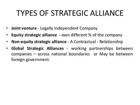 What is the purpose of strategic alliances? Strategic Alliance