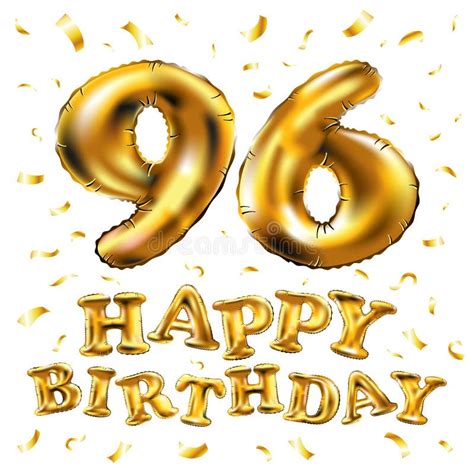 Vector Happy Birthday 96th Celebration Gold Balloons And Golden