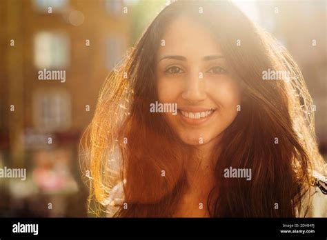 Portrait Of Happy Teenage Girl Outdoors Stock Photo Alamy