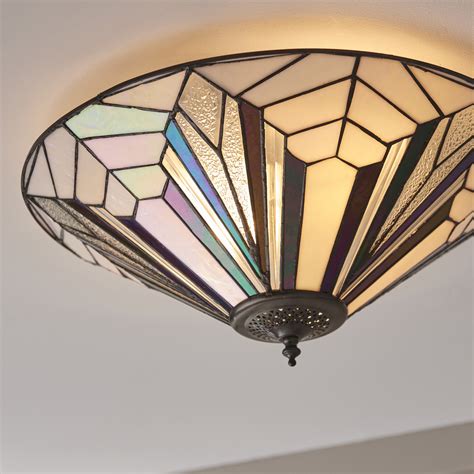 Astoria Large Tiffany Flush Ceiling Light Lightbox