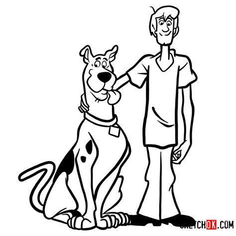 Draw two ovals above the snout to form the eyes. How to draw Scooby-Doo and Shaggy Rogers - Sketchok