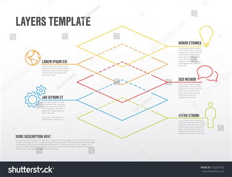 Vector Infographic Layers Template Five Levels เวกเตอร์สต็อก ปลอดค่า