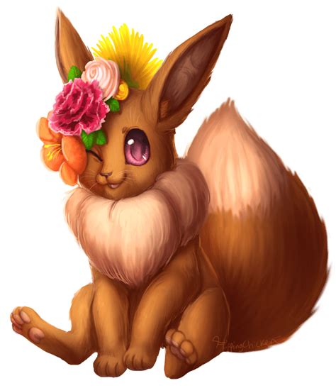 Drew A Fluffy And Floral Eevee Pokemon
