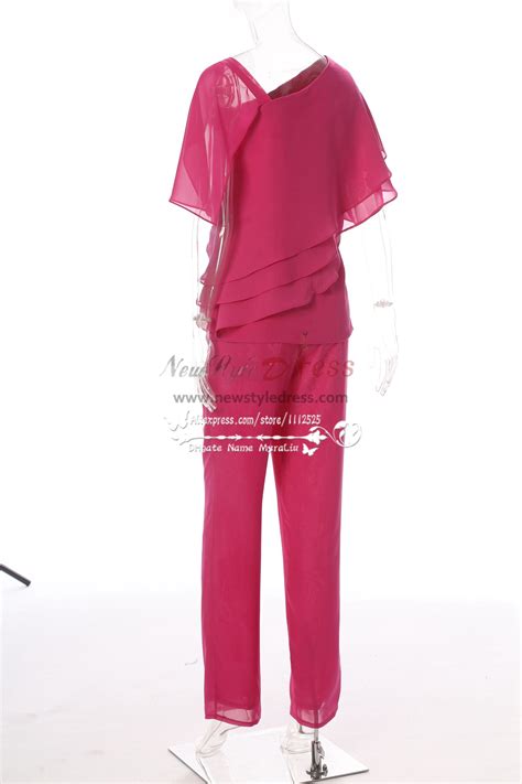 2022 Two Piece Fuchsia Chiffon Trousers Suit Mother Of The Bride Pant