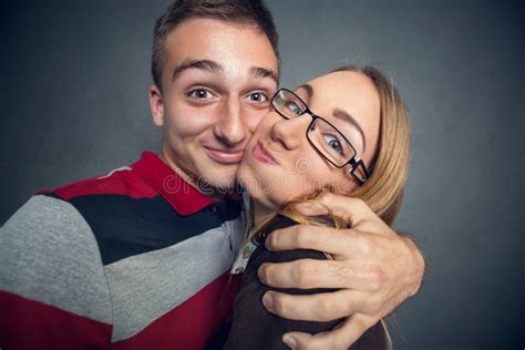 Funny Couple Hugging Stock Image Image Of Date Flirting 58421941
