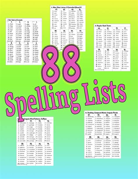 Lists Of Spelling Patterns Free Patterns