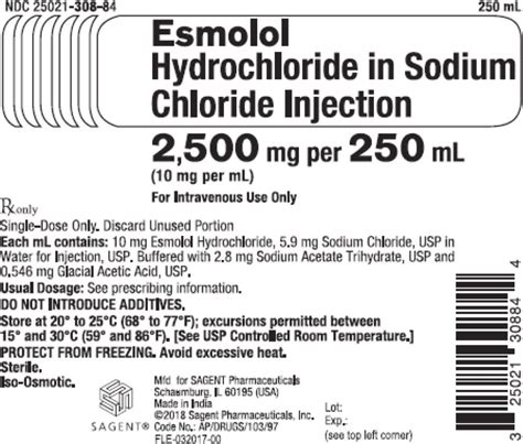 Esmolol Injection Fda Prescribing Information Side Effects And Uses