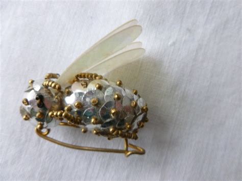 Vintage Sequin And Bead Insect Pin