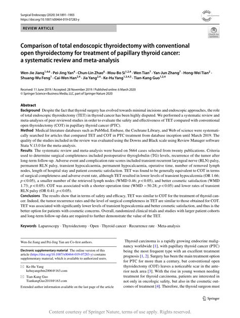 Comparison Of Total Endoscopic Thyroidectomy With Conventional Open