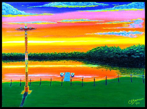 Sunset Over The Lake Painting By Chad Brittain