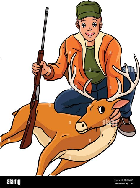 Deer Hunting Cartoon Colored Clipart Illustration Stock Vector Image And Art Alamy