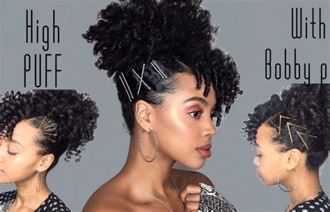 These short hairstyles are perfect for any occasion: Super Cute & Curly High Puff with Bobby Pins | Natural ...