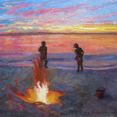 Bonfire Painting By Marian Fortunati