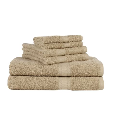 Mainstays Solid 6 Piece Bath Towel Set Vallejo Tan