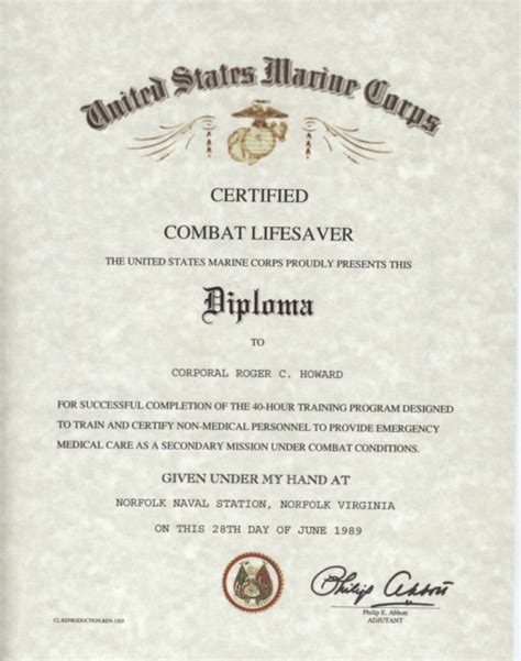 Usmc Certified Combat Lifesaver Certificate