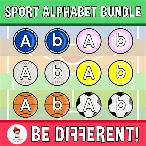 Sport Alphabet Clipart Bundle Lower Case Letters Alphabet Clipart