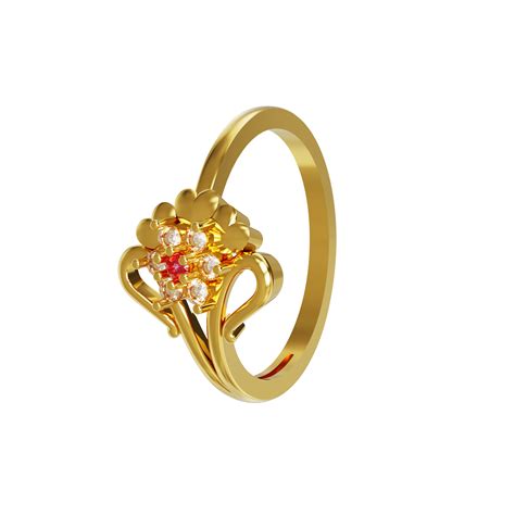 Stone Floral Design Gold Ring 01 08 Spe Goldchennai