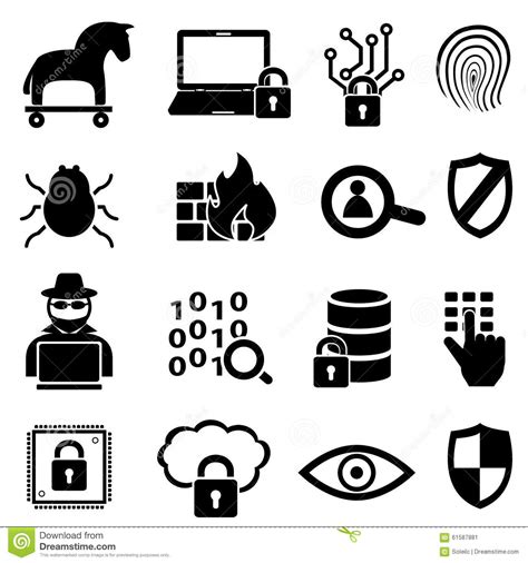 Cyber Security And Data Icons Stock Vector Image 61587881