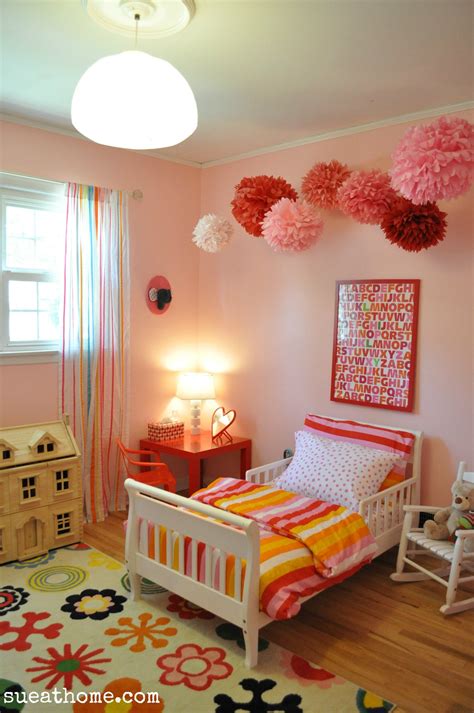Pink And Red Girls Room With Pom Poms Lilys Room Kid