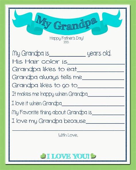 Free Fathers Day Printables For Grandpa Printable Templates
