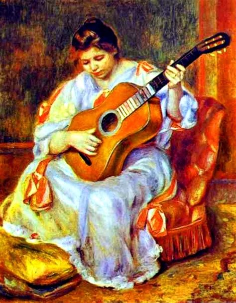 Pierre Auguste Renoir A Woman Playing The Guitar C1880 ルノアール 絵画 印象派