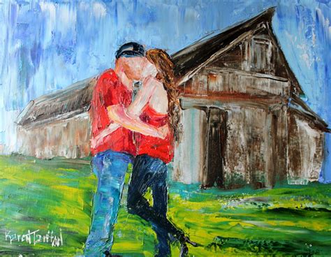 Custom Original Oil Painting Romance Couple In Love Wedding Palette