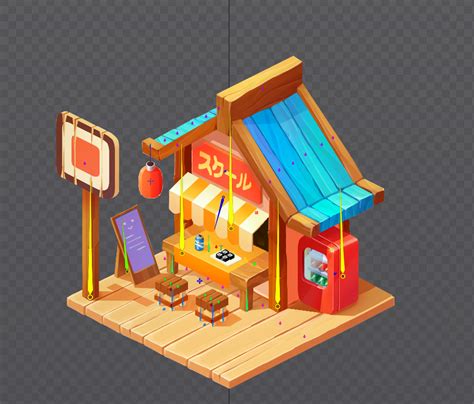 Isometric Asian Cafe Spine 2d Animation On Behance