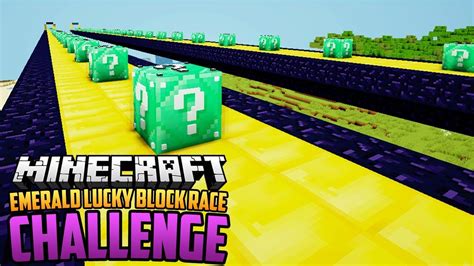 Emerald Lucky Block Race Challenge Minecraft Mod Challenge Youtube