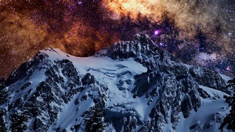 The Milky Way Over A Snowy Mountain Peak Motion Background Storyblocks