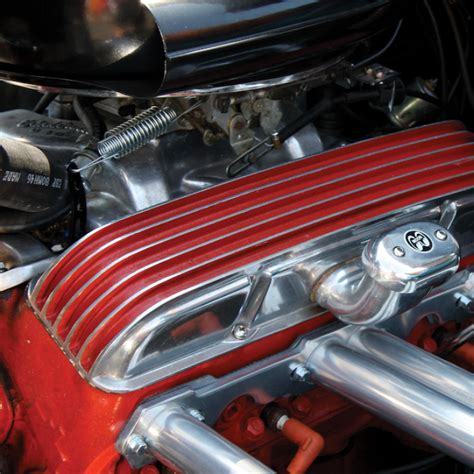 Small Block Chevy Nostalgic Polished Aluminum Finned Tall Valve Covers