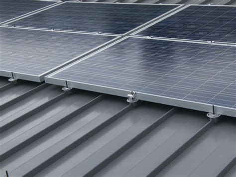Solar Panel Array On An Industrial Standing Seam Installation Metal