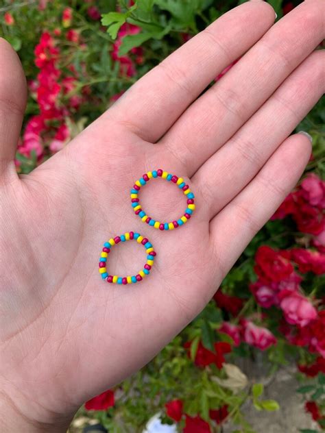 Pride Seed Bead Rings Gay Bisexual Pansexual Polysexual Etsy Uk