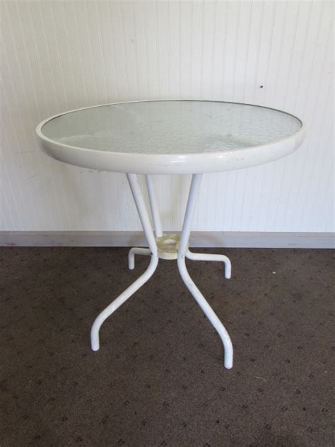 Lot Detail Small Glass And Metal Patio Table