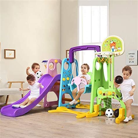 Honey Joy Swing And Slide Set For Toddler 4 In 3 Kids Play Climber