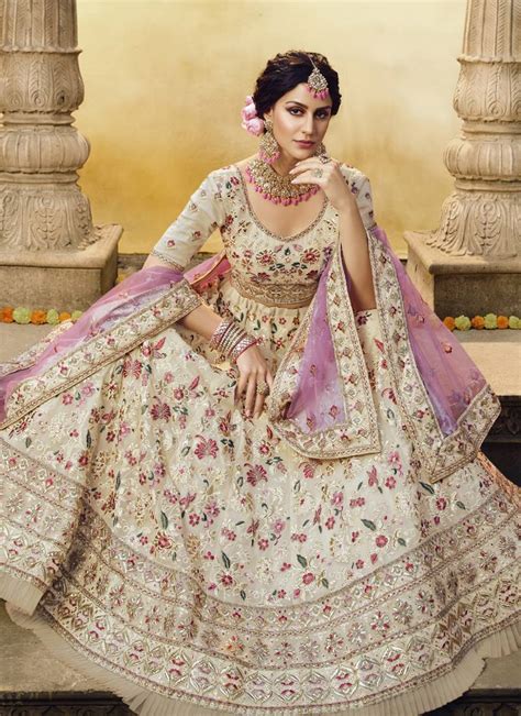 Off White Georgette Bridal Lehengas Vasu Sarees 3361310